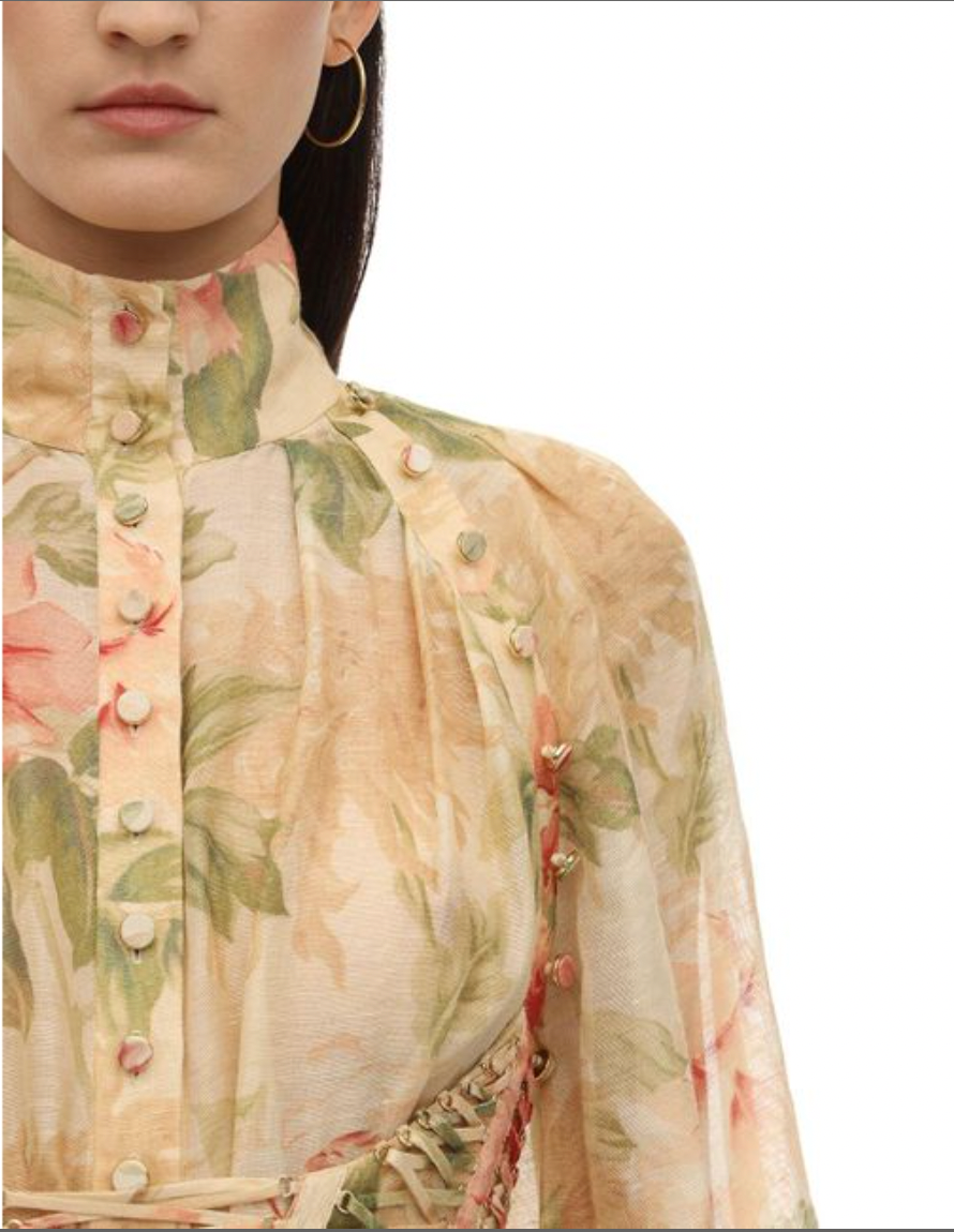 Zimmermann Espionage Floral Corset Silk Dress - Like New - Size 4 US