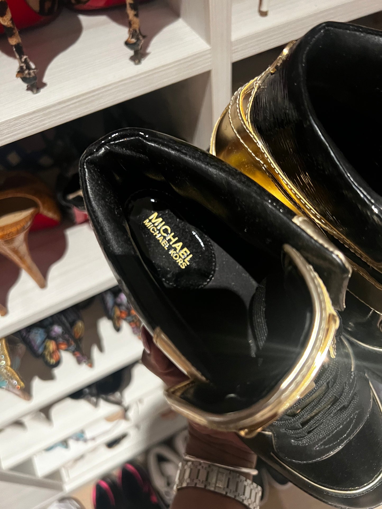 Hightop Black & Gold Sneakers - Michael Kors - Size 10 - NEW