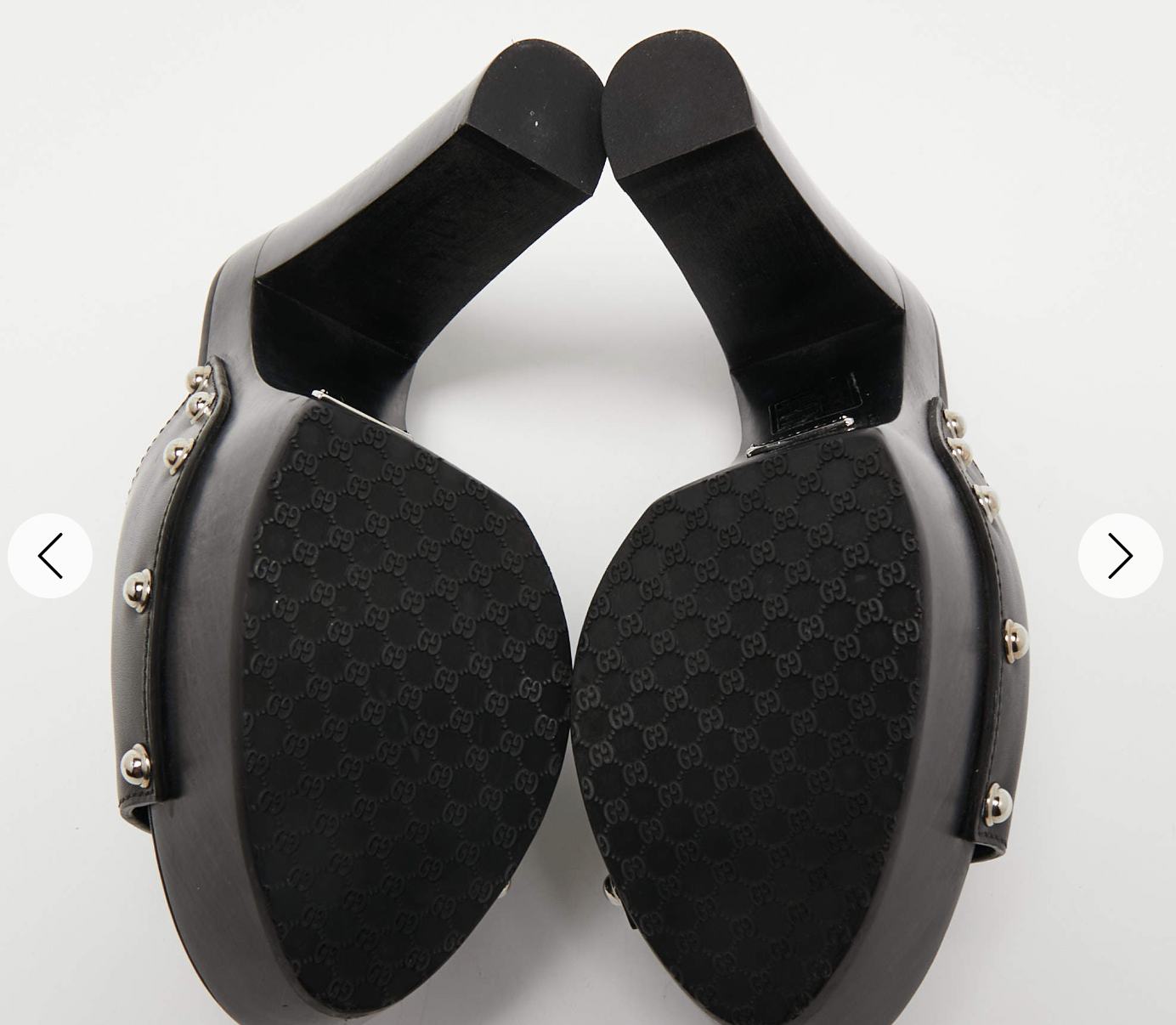Gucci Black Leather Peeptoe Clogs w Silver Buckle - 10 - 10.5 US