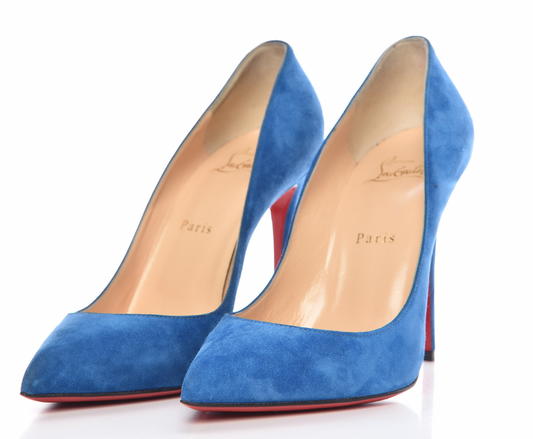 A. Christian Louboutin  Suede 100mm Red Sole Pump